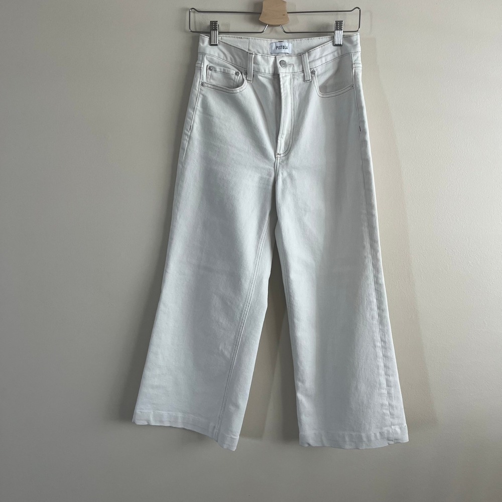 Pistola Ecru High Rise Wide Leg Crop Jeans 26 Off White Cream Denim Minimalist